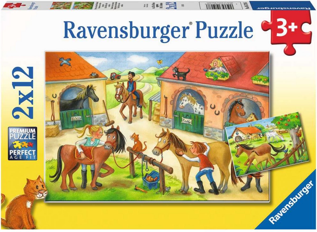 Vacanze puzzle Ravensburger al maneggio - due puzzle - 12 pezzi - puzzle per bambini