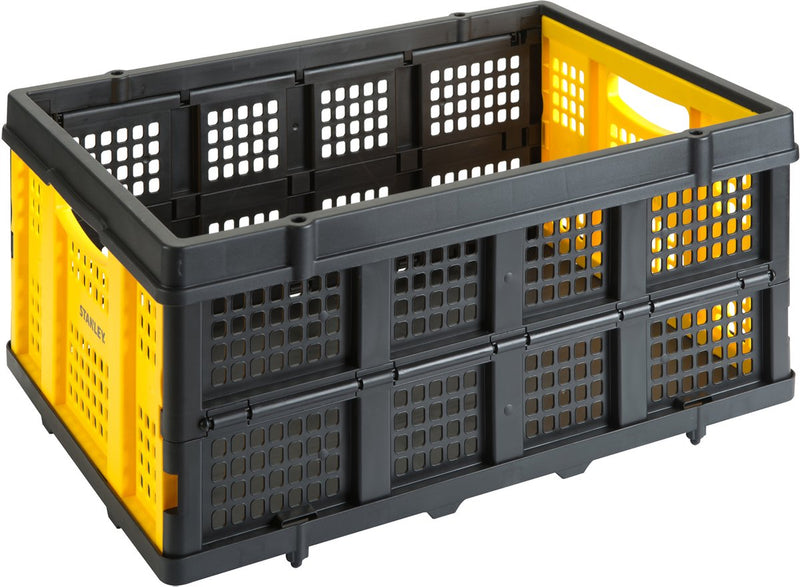 Caja plegable Stanley ft505 - caja de compras plegable - capacidad de carga hasta 25 kg - capacidad 50 l - 56,8 x 41 x 27,2 cm - negro amarillo