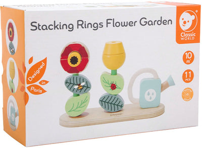 Classic World World Wooden Stack Puzzle Bloementuin, 11dlg.