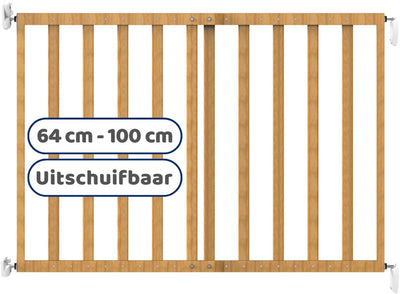 Noma uitschuifbaar hout traphekje naturel | veiligheidshekje | schroefhekje | hondenhekje | kinderhekje