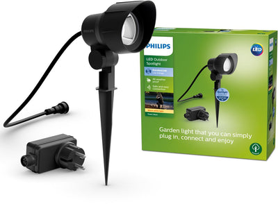 Philips LED ground spotlight basic set for outdoor - low voltage - black - warm white light - 24 w