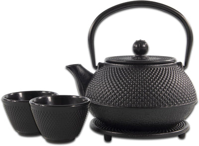 Sakuratea - set teiera - 4 pezzi - ghisa - nero - 0,8 l - 2 tazze (100 ml)