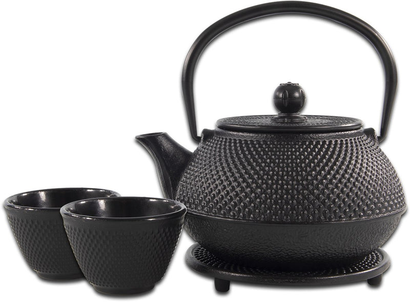 Sakuratea - set teiera - 4 pezzi - ghisa - nero - 0,8 l - 2 tazze (100 ml)