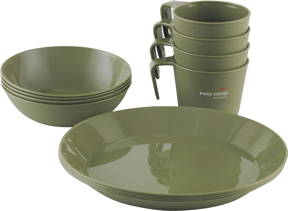 Easy camp moss 4 juego de cena plato de camping vajilla de camping 4 personas verde