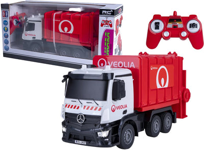 Jamara rc vehículo coche - 408305 rc camión de basura - mercedes-benz antos - 2.4ghz rc modelo listo para usar - coche controlado 1:26