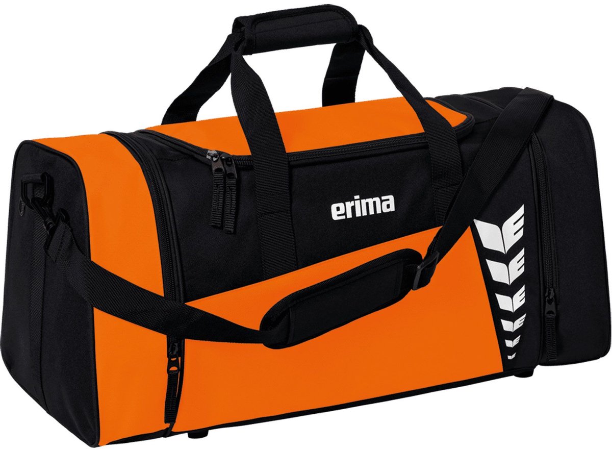Erima six wings (small) sporttas met zijvakken - oranje zwart | maat: s