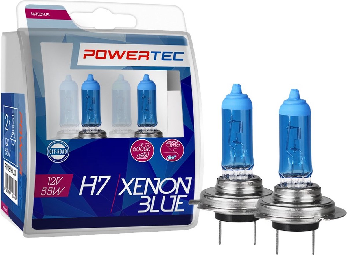Powertec h7 12v halogeenlampen – xenon blue – set van 2