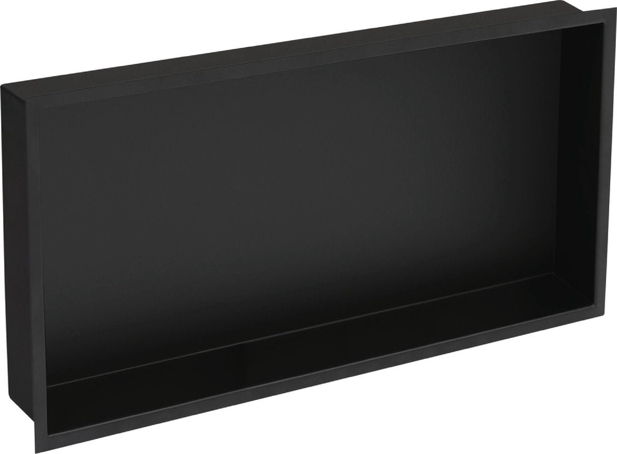 Plieger inbox inbouwnis - met flens - rvs - 60 x 30 x 7.5 cm - matzwart