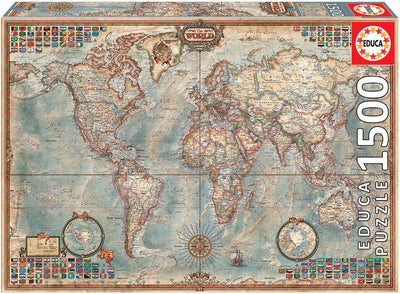 Educa - puzzle - 1500 pezzi - mappa del mondo politico