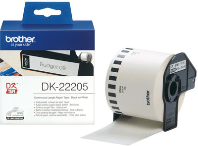 Etichetta Brother dk-22205 carta bianca da 62 mm da 30 metri - scatola da 3 pezzi
