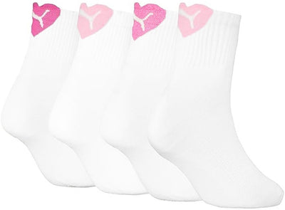 Puma ladies 4p half-height socks heart white