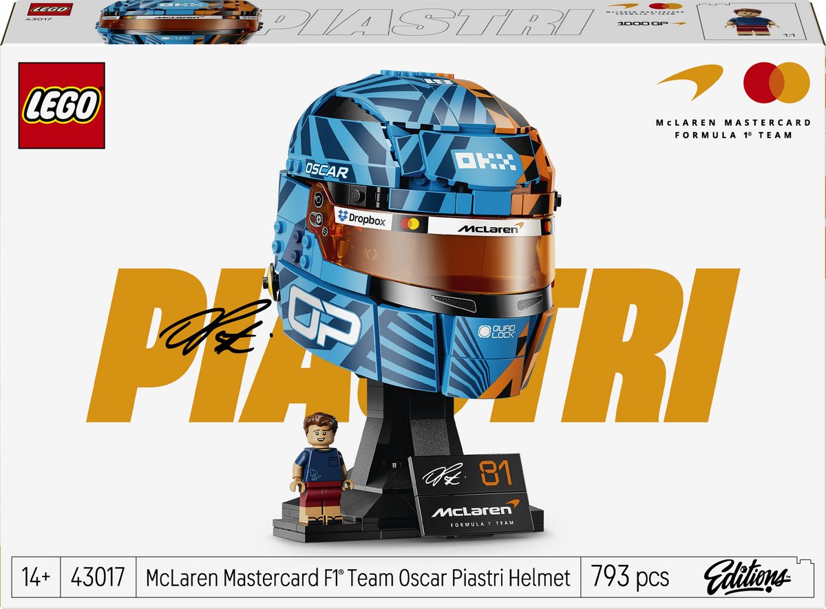 Edizioni Lego 43017 Casco McLaren Mastercard F1 Team di Oscar Piastri