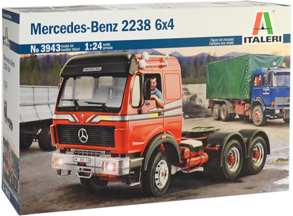 Kit de construcción para maquetas de camiones Italeri - 3943 mercedes-benz 2238 6x4 plástico - 1:24 - construcción modelo