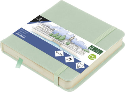 Quaderno per schizzi Kangaro - 12x12 cm - menta - copertina rigida in pu - con elastico e nastro - k-861204