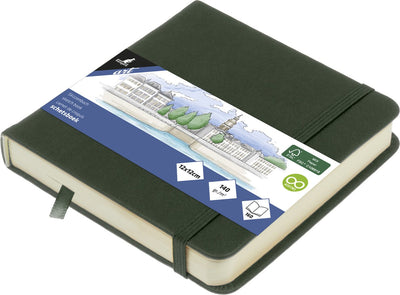 Quaderno per schizzi Kangaro - 12x12 cm - verde foresta - copertina rigida in pu - con elastico e nastro per la lettura - k-861208