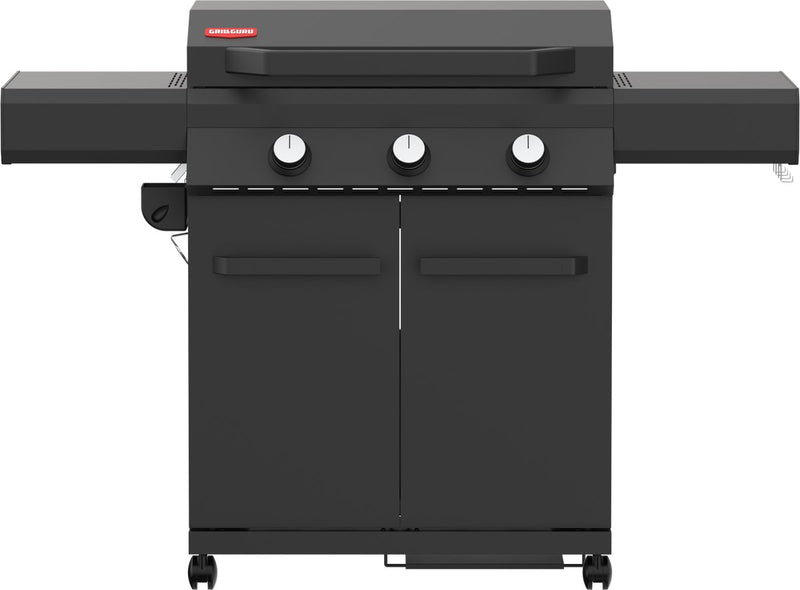 Grill guru plancha barbacoa de gas - negra - placa de nitruro, apta para uso intensivo - incl. cubierta de lluvia