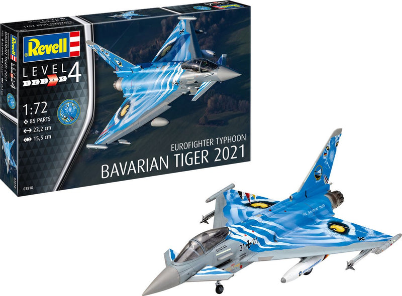 Revell kit de construcción de modelos de vehículos militares - 63818 eurofighter typhoon - tigre bávaro 2 - conjunto de modelos de plástico - 1:72 - fabricación de modelos