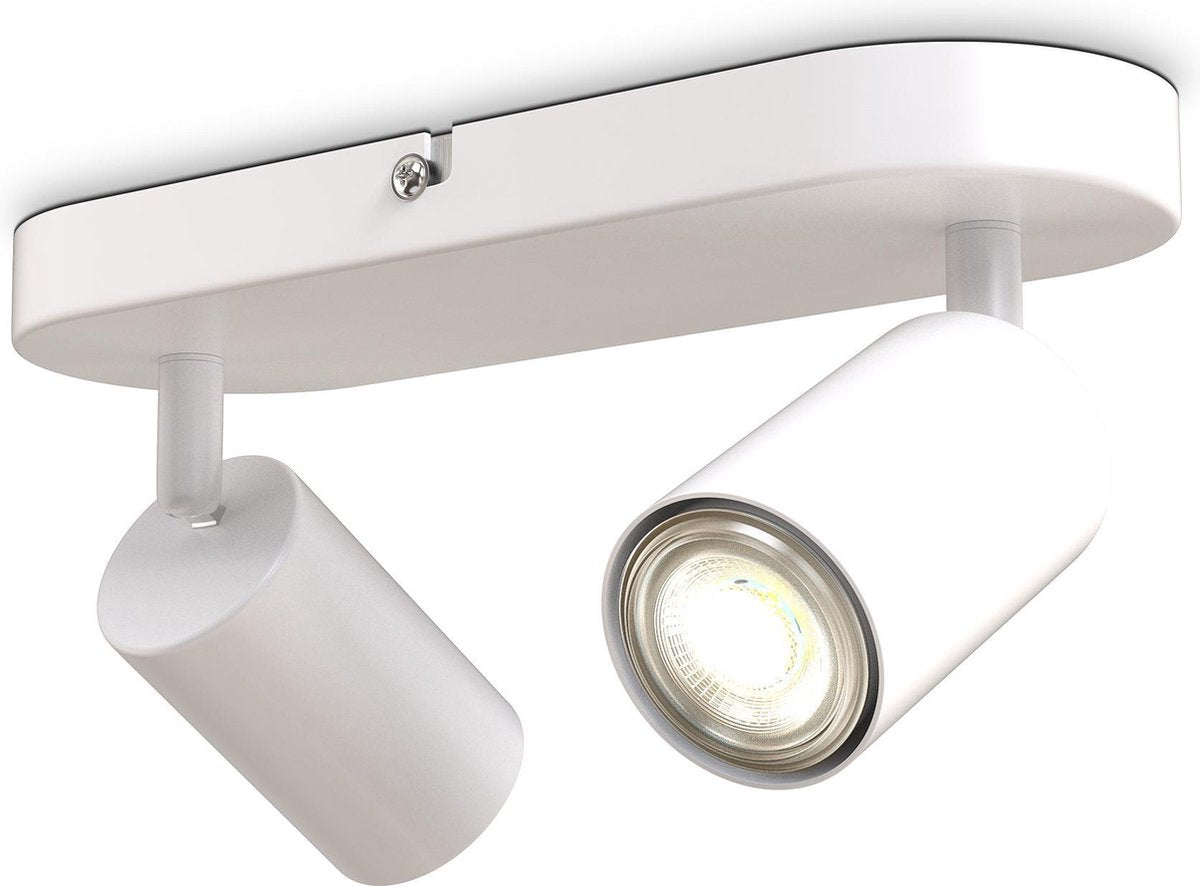 B.k.licht - opbouwspots - plafondspots met 2 lichtpunten - spots draaibar - kantelbaar - gu10 fitting - l.: 27cm