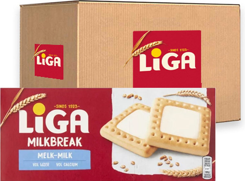 Biscotti Liga Milkbreak al latte - scatola 12 x 245 g - biscotto - biscotti per viaggio o al lavoro e in ufficio