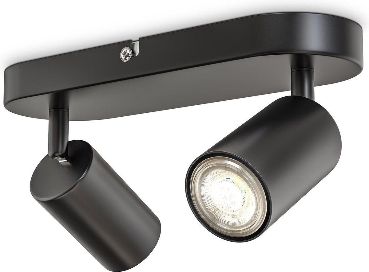 B.k.licht - surface-mounted spotlight - ceiling spotlight with 2 light points - rotating bar - gu10 fitting - black - metal - l: 27cm
