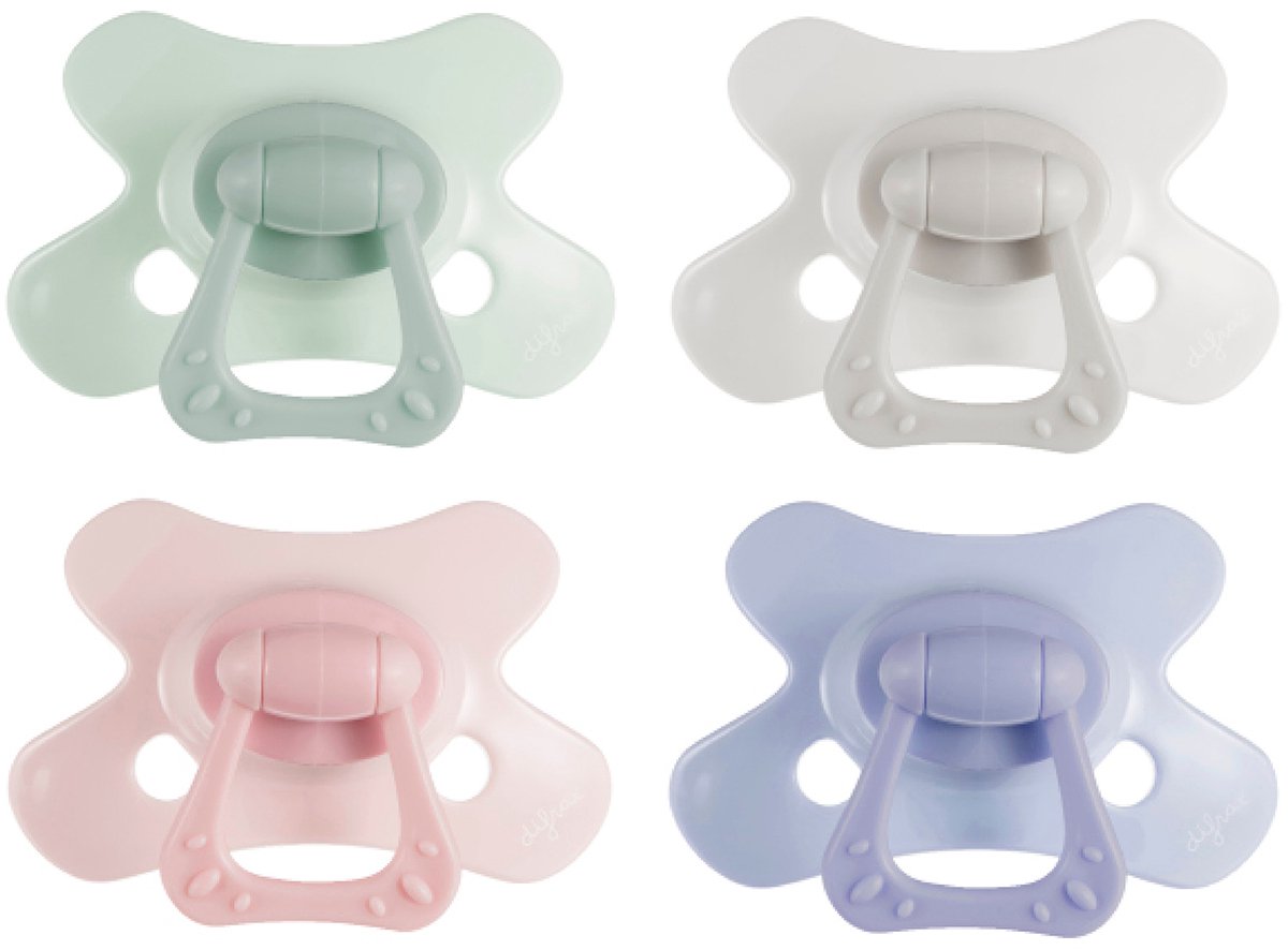 Ciuccio Difrax naturale - 18+ mesi - verde grigio chiaro rosa viola - 2 pezzi