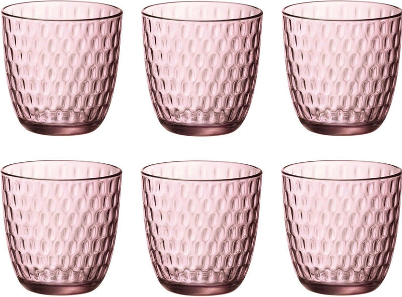 Bormioli rocco lock bicchiere acqua - 29 cl - rosa - set-6