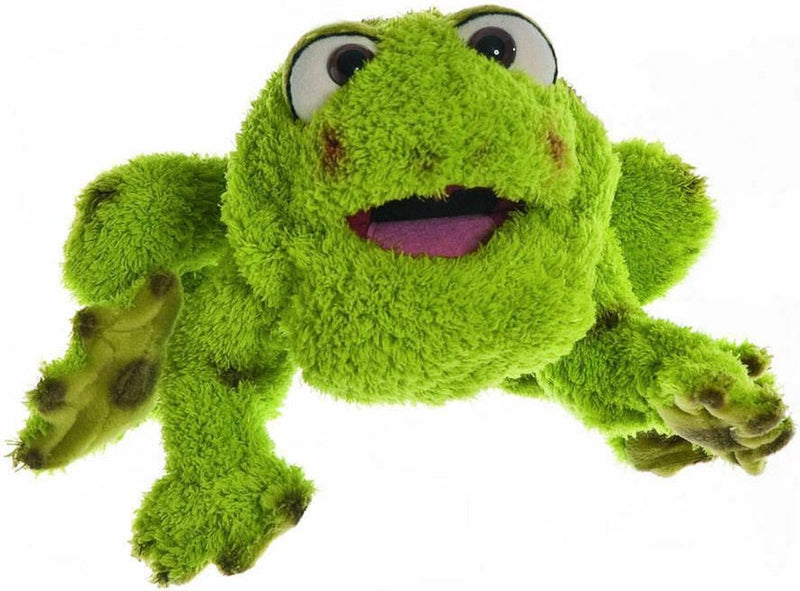 Marionette viventi Rolf la rana | burattino da mano 35 cm con principio della bocca pieghevole | lavabile fino a 30°c | adatto a bambini e adulti