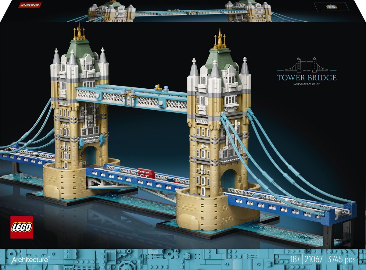 Kit de construcción Lego Architecture Tower Bridge Landmark para adultos, decoración del hogar 21067