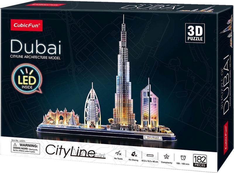 Cúbico Fun 3d Puzzle City Line Dubai con iluminación LED