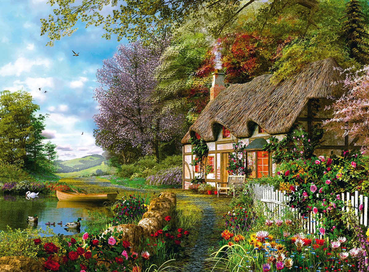 Ravensburger Puzzle Country Cottage - Puzzle Paesaggio 1500 pezzi.