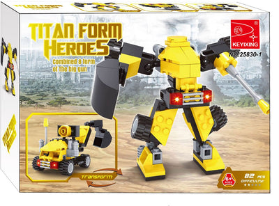 Juego de construcción de robot excavadora transformadora - 82 piezas.