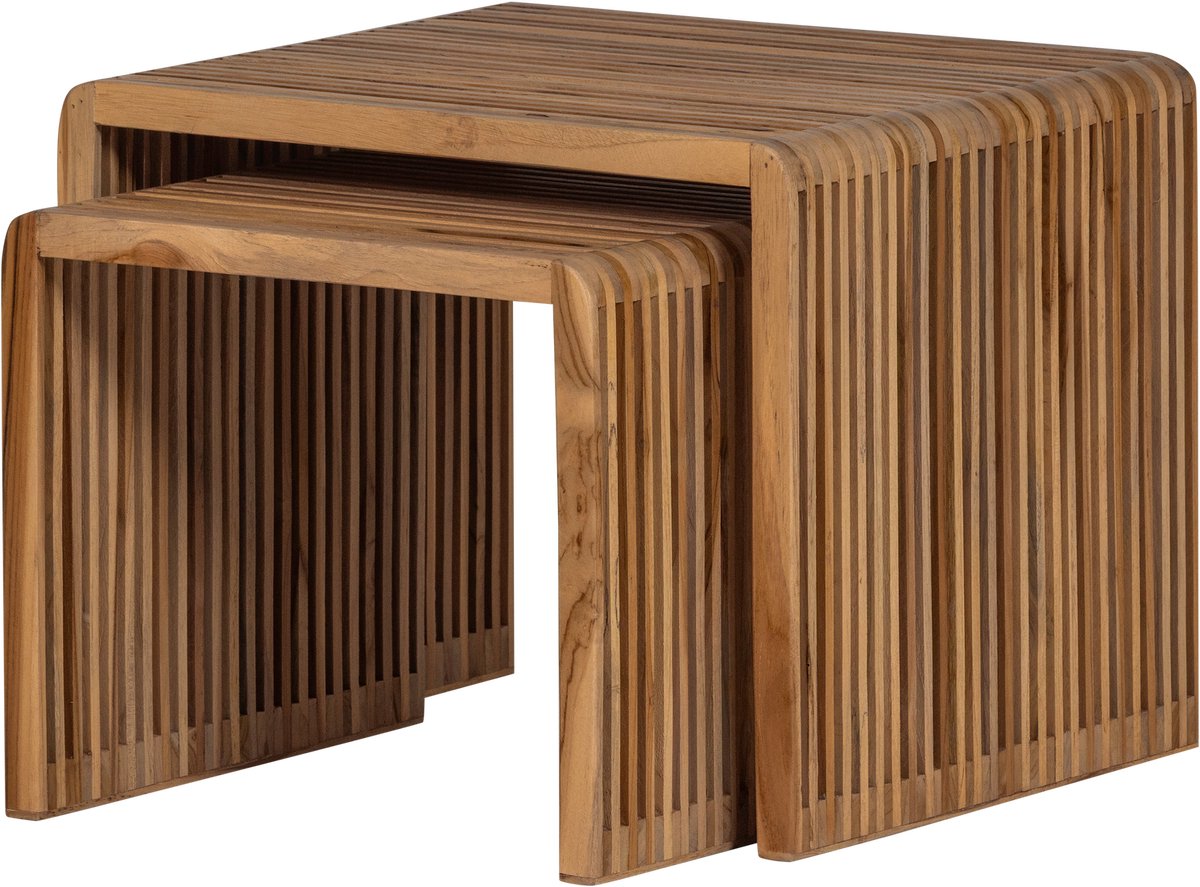 Woood jasmine side tables - recycled teak - natural - set of 2