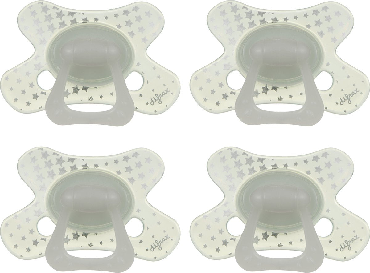 Ciuccio naturale Difrax - da 12 a 18 mesi - stelle trasparenti - 4 pezzi