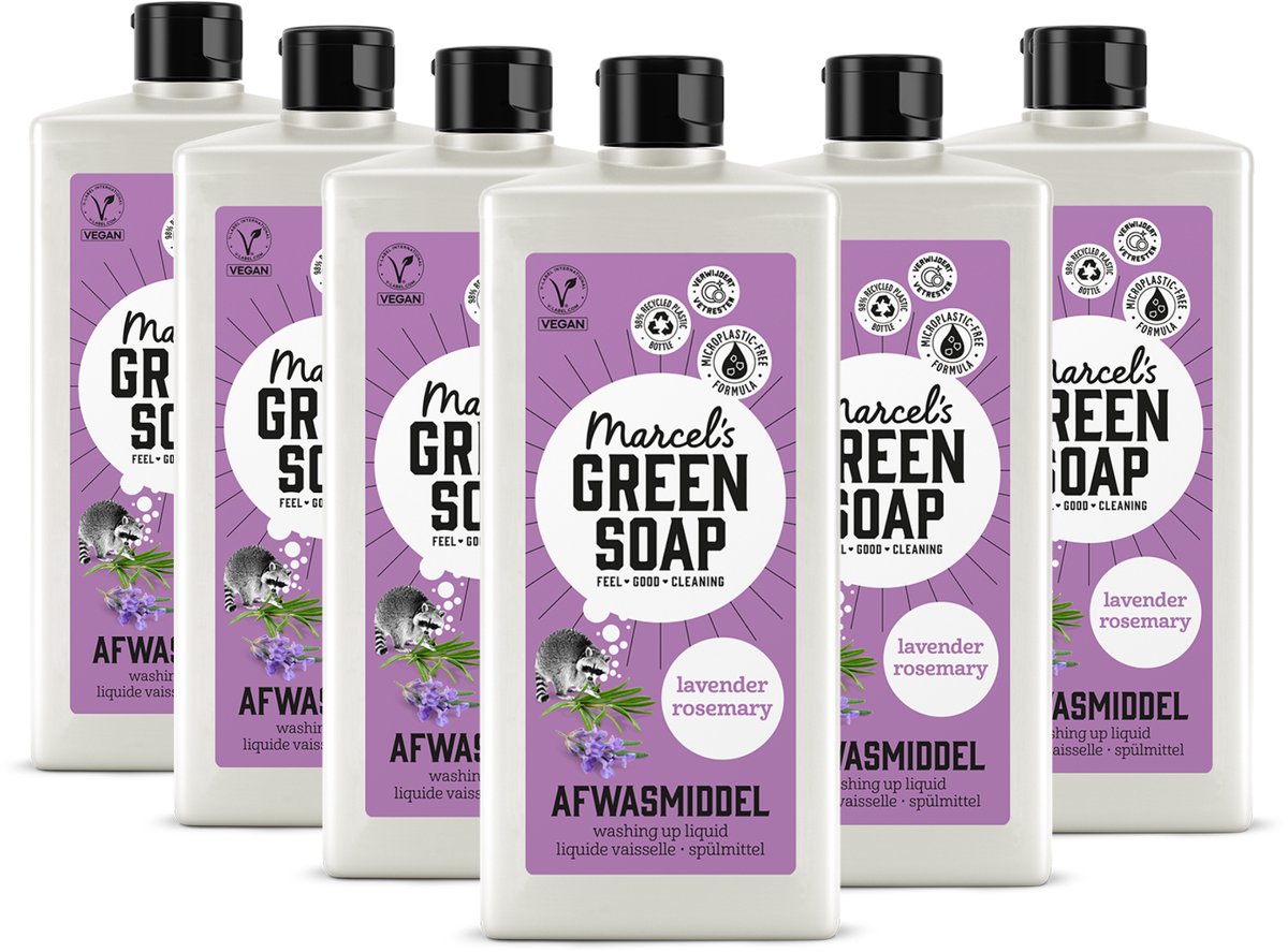 Jabón líquido para lavavajillas Marcel's Green - lavanda y romero - 6 x 500 ml