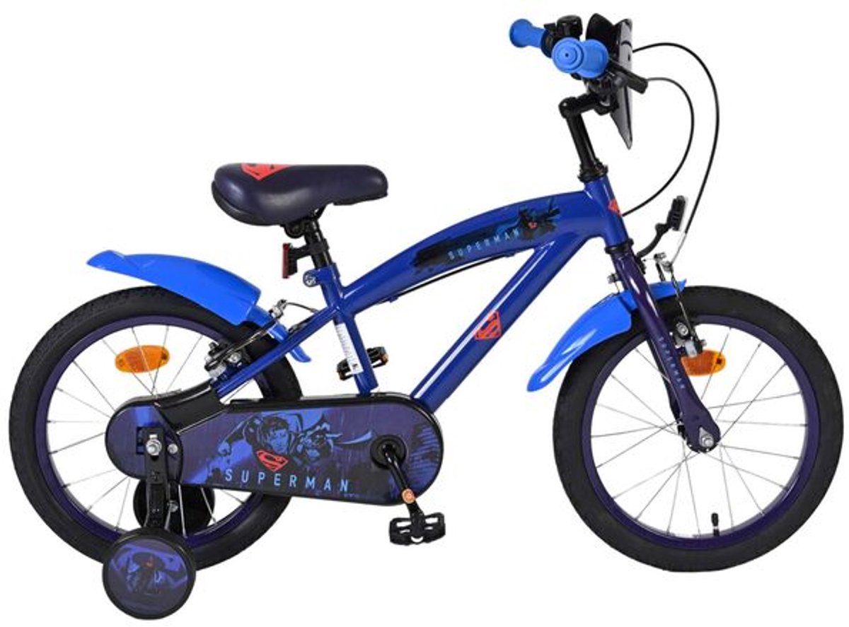 Bicicletta per bambini Superman - ragazzi - 16 pollici - blu - due freni a mano