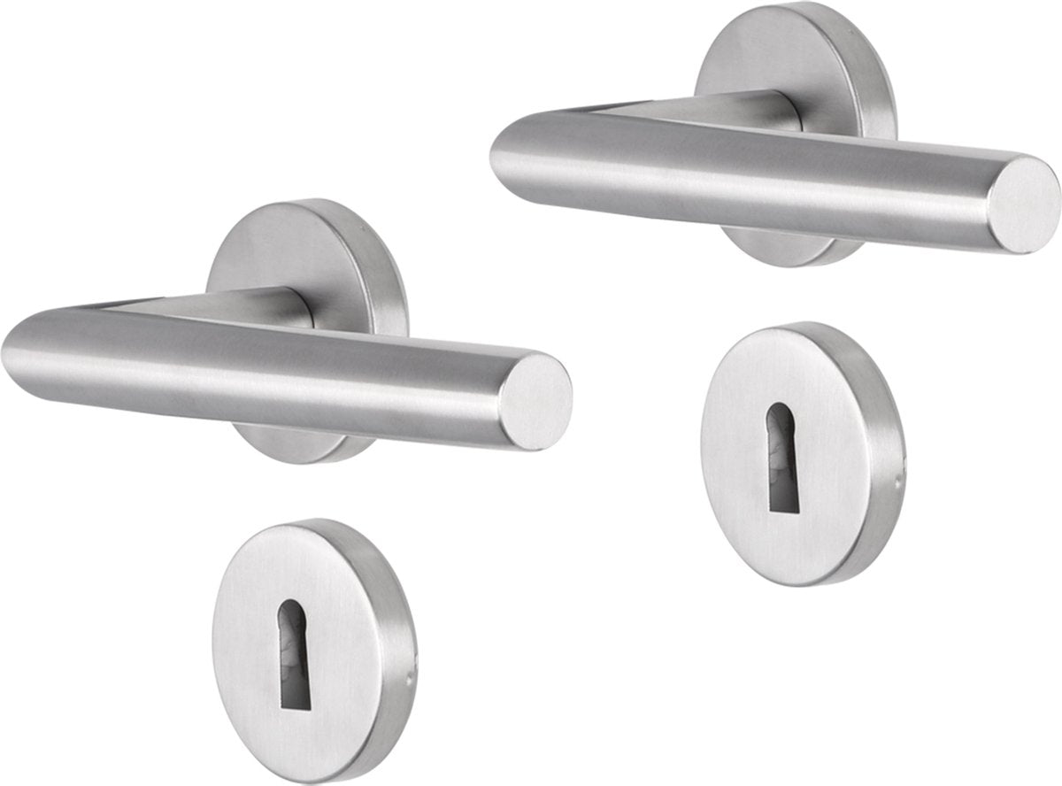 Tirador de puerta Impresso - grada - para interior - redondo con roseta de llave redonda - acero inoxidable - 2 piezas
