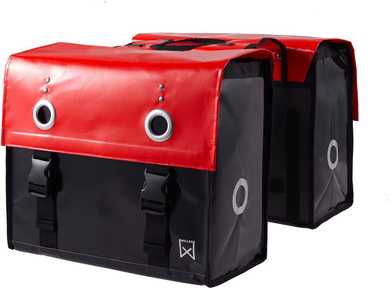 Willex - dubbele bisonyl tas - 52l - grijs zwart - universele bevestiging - de klassieker