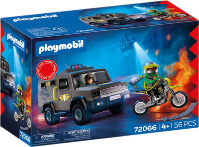 Playmobil city action swat vehicle | with police officer, criminal motorcycle and studded tire | children's toys for children from 4 years | 72066