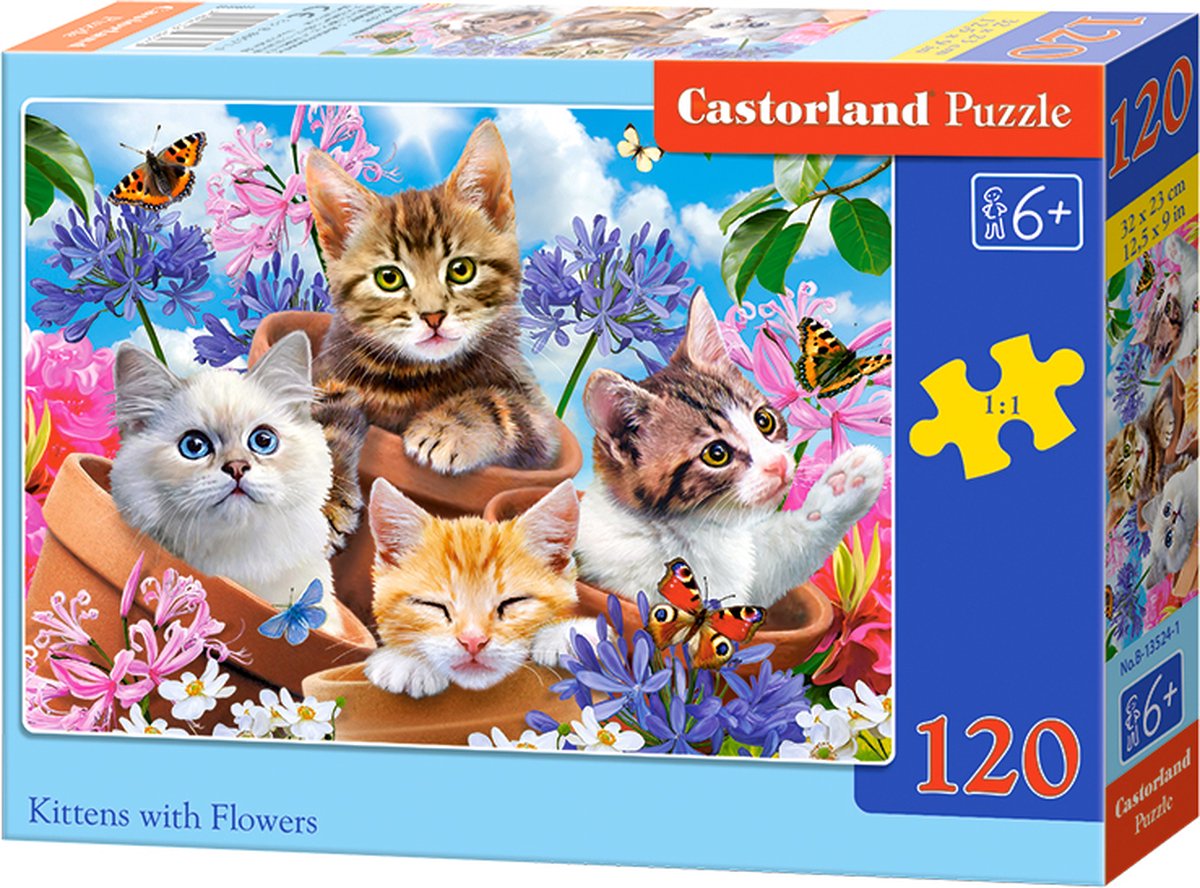 Castorland katten met bloemen - puzzel 120 stukjes