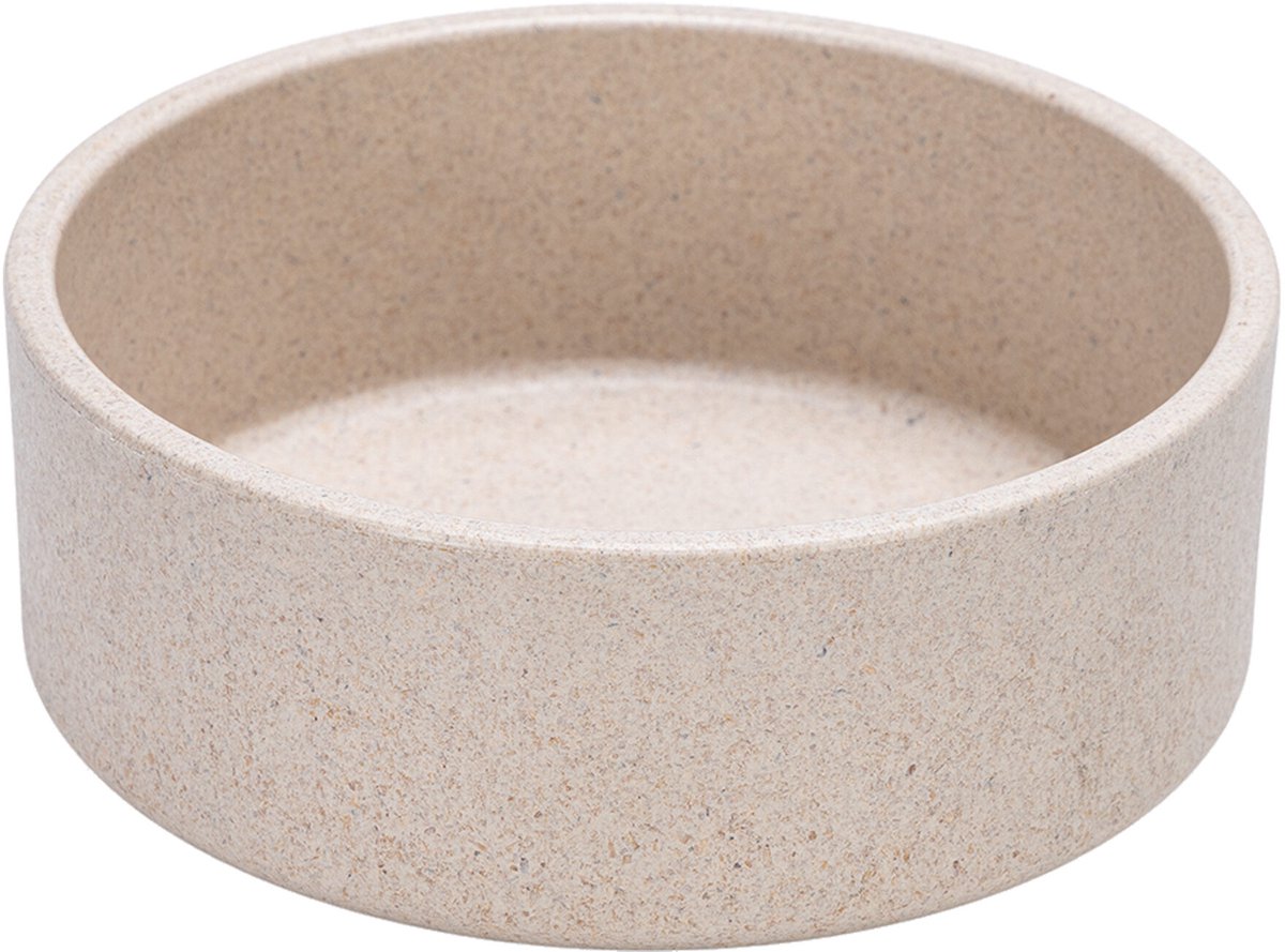 Designed by lotte noor voerbak hond - eetbak drinkbak - vaatwasserbestendig - bamboe - beige - 12 cm