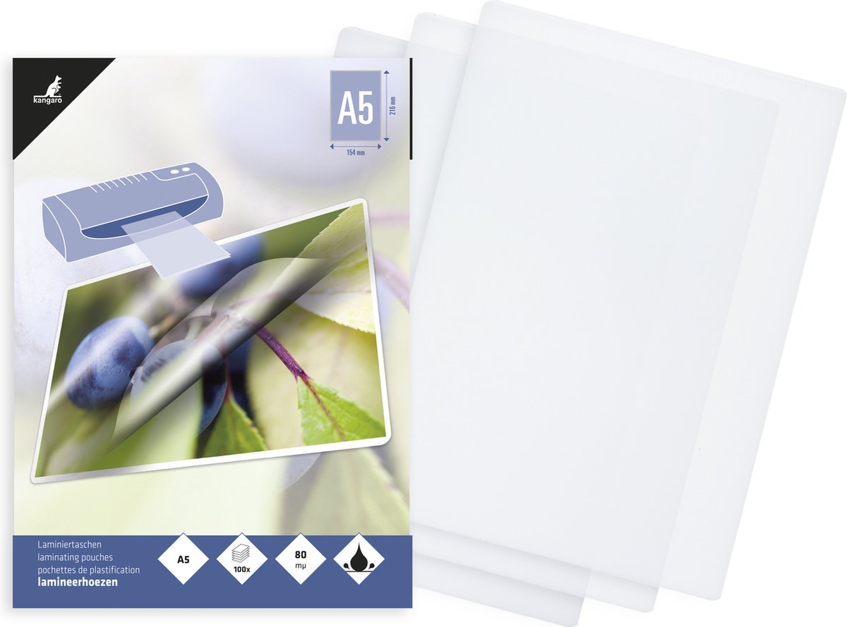 Kangaro lamineerhoezen - a5 - 80 micron - glanzend - 100 stuks