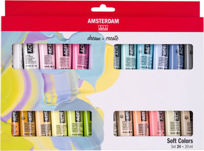 Bruynzeel Amsterdam serie estándar pintura acrílica colores suaves set 20ml, 24 uds.