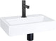 Set fontana piatta Differnz - 38x24x8cm - rettangolo - 1 foro per rubinetto - rubinetto dritto nero opaco - ceramica bianca