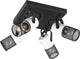 Tosh Trio - spot - bianco e nero - escl. 4x faretti da soffitto e14 15w - elementi in legno in bianco