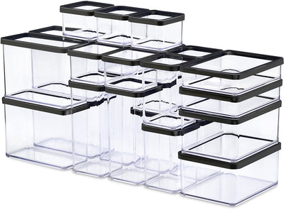 Rotho loft - set di contenitori premium da 24 pezzi - ermetico - lavabile in lavastoviglie - nero