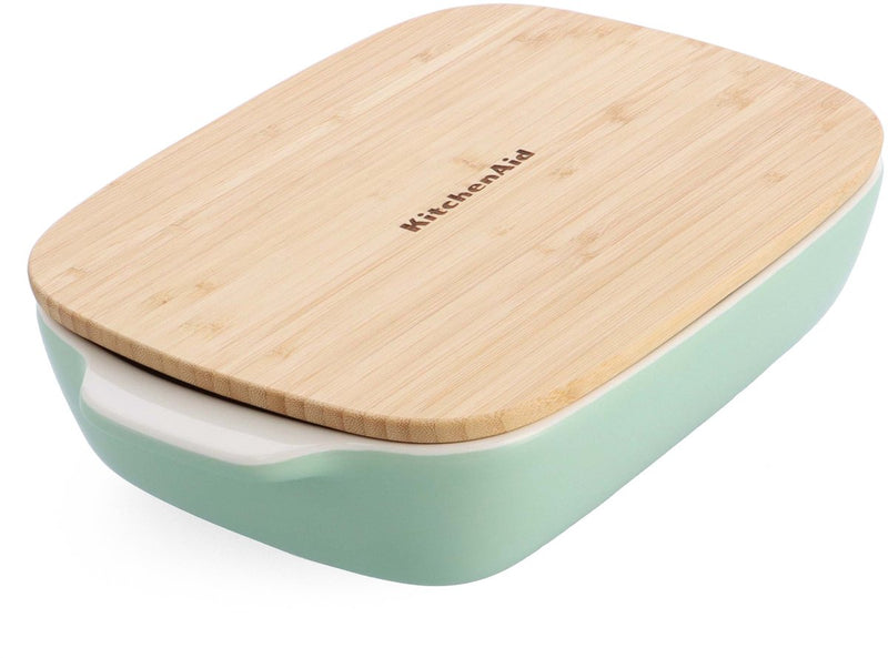 Teglia Kitchenaid con coperchio in bambù - media: 1,8 l - adatta al microonde e al forno fino a 260°C senza coperchio - verde pistacchio