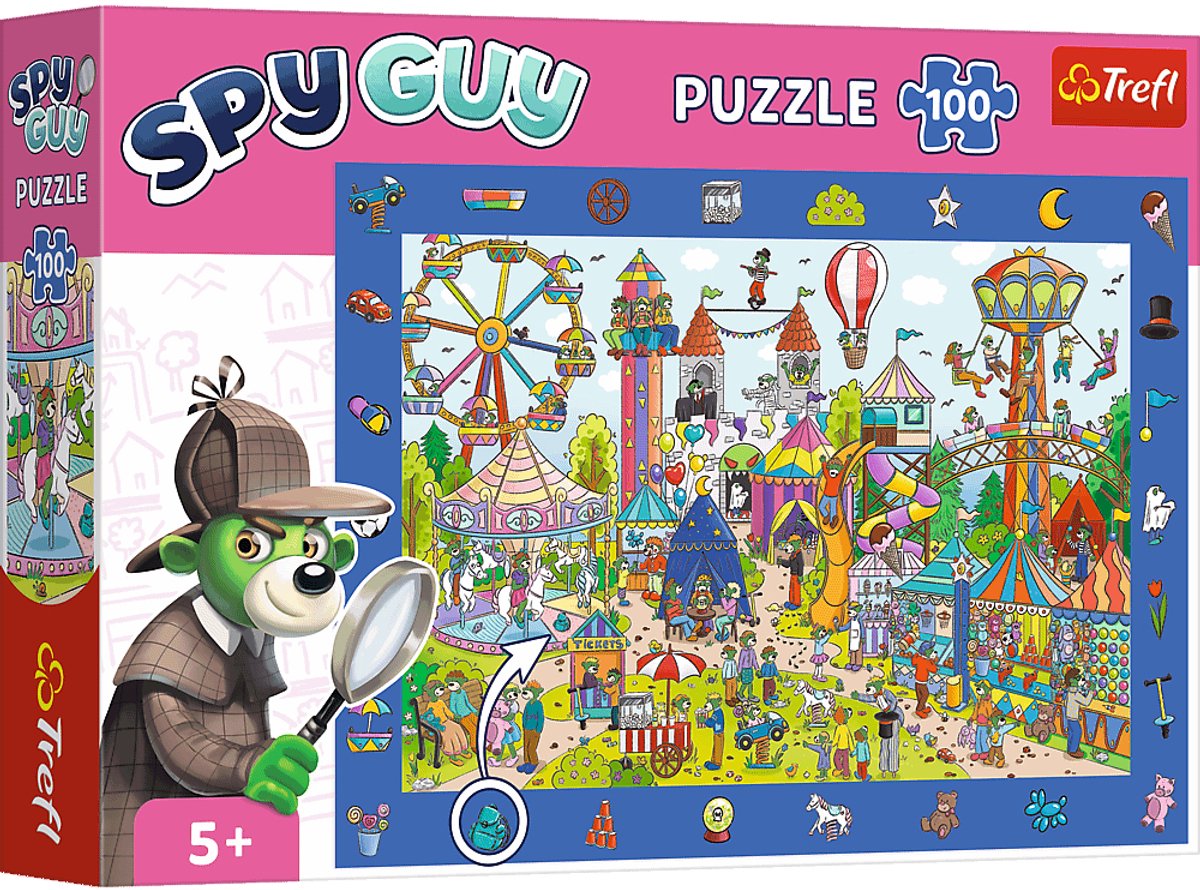 Puzzle Trefl - 100 pezzi - osservazione - ragazzo spia - parco divertimenti.