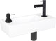 Set fontana per sapon Differnz - 42,5x18,5x9 cm - rettangolo - 1 foro per rubinetto - nero opaco - ceramica bianca