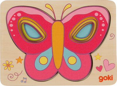 Goki wooden layer puzzle butterfly, 5st.