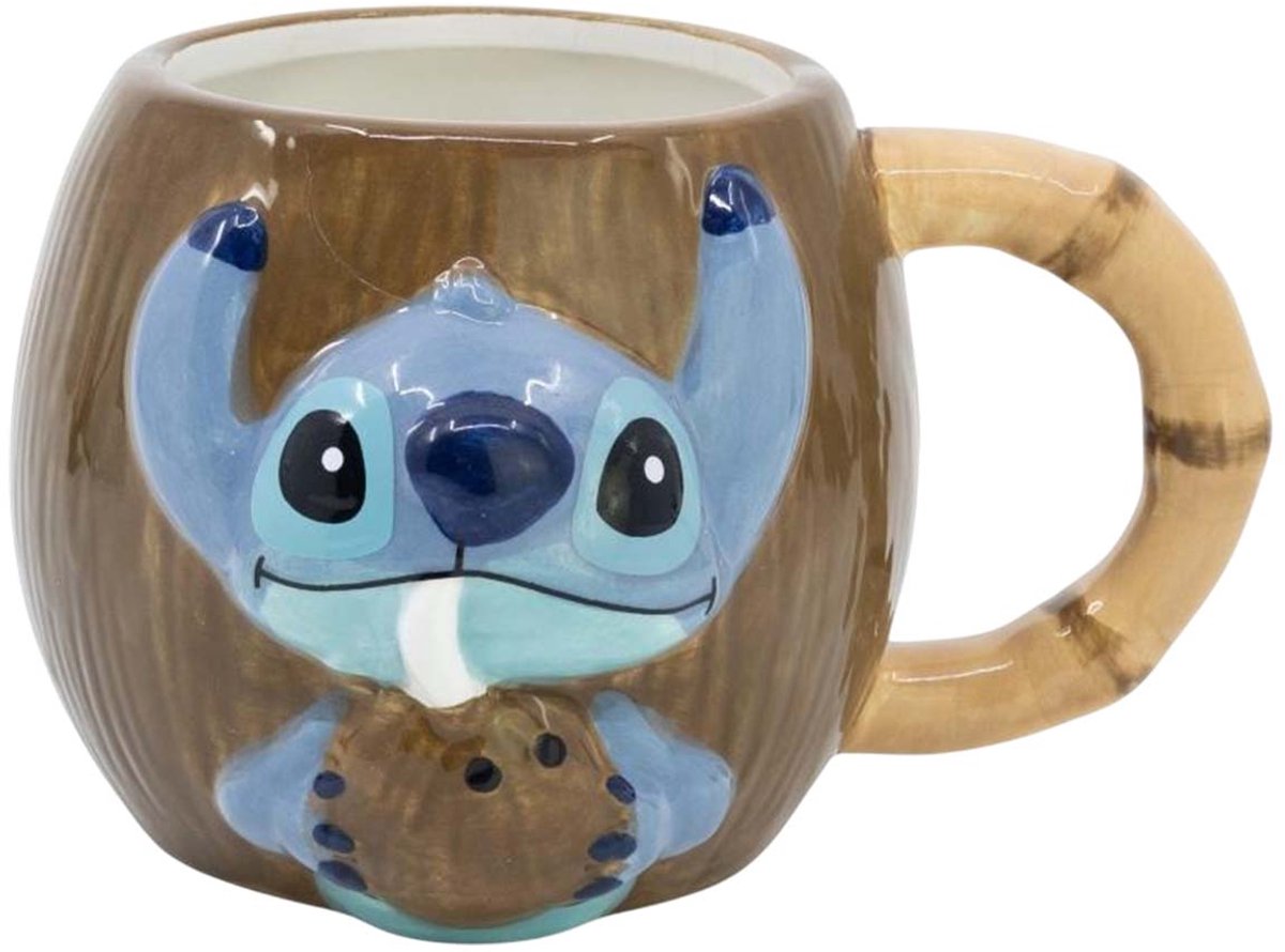 Stor stitch 3d-mok in geschenkdoos van kokosnoot 420ml blauw